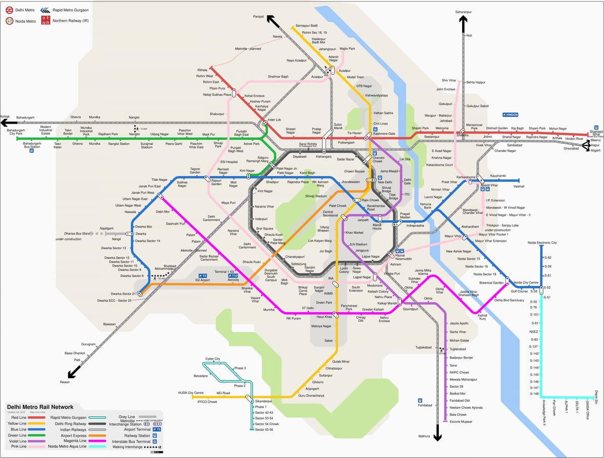 Karte der Bahnhöfe in Neu-Delhi
