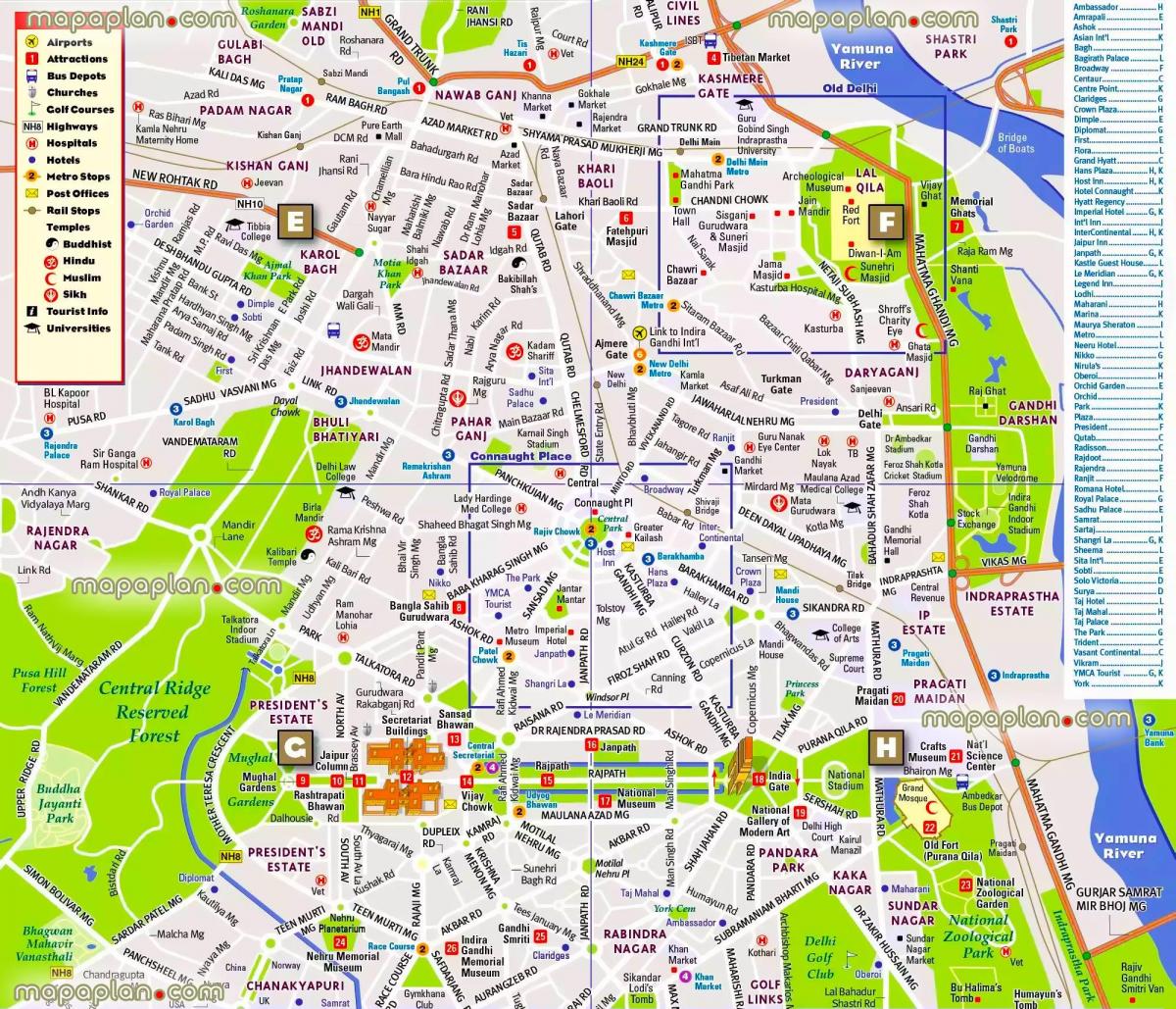 Neu-Delhi Stadtzentrum Karte